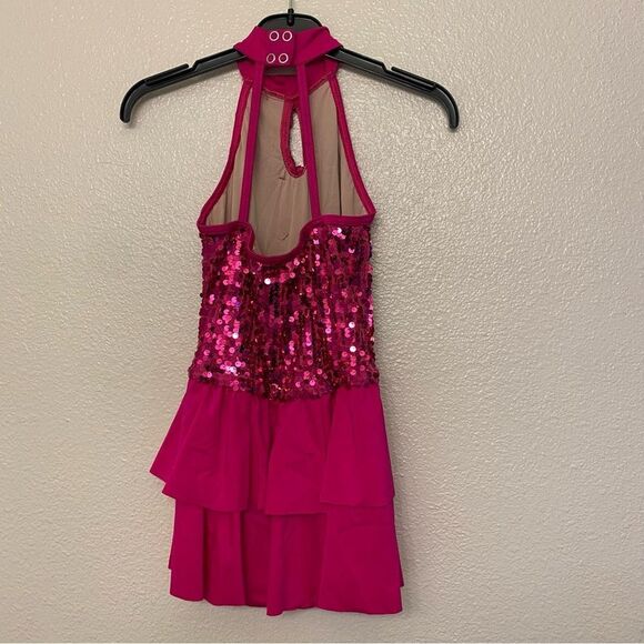Weissman Balera Dance costume hot pink sassy fringe dress Hair 11734 MC child - Picture 3 of 12